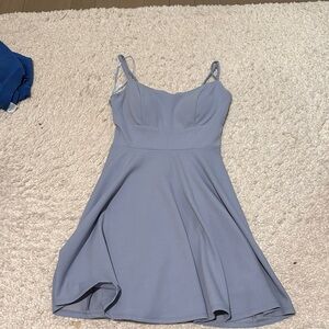 Elegant Blue Spaghetti Strap Dress